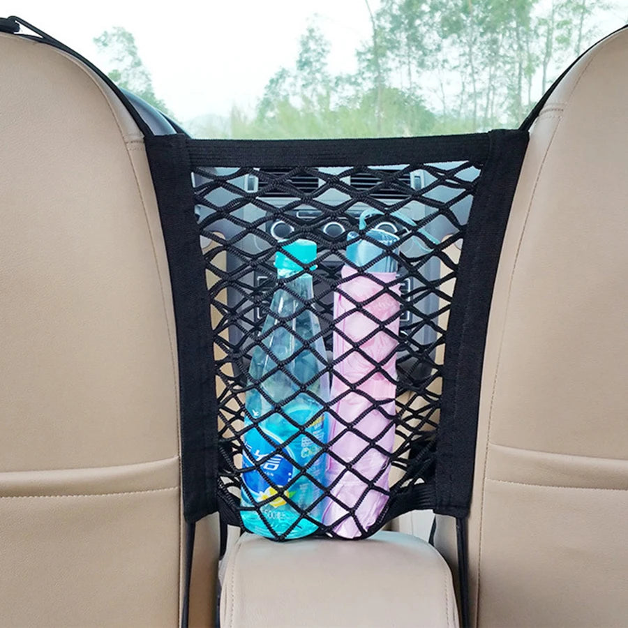 Barrera de seguridad para coche con bolsa de almacenamiento