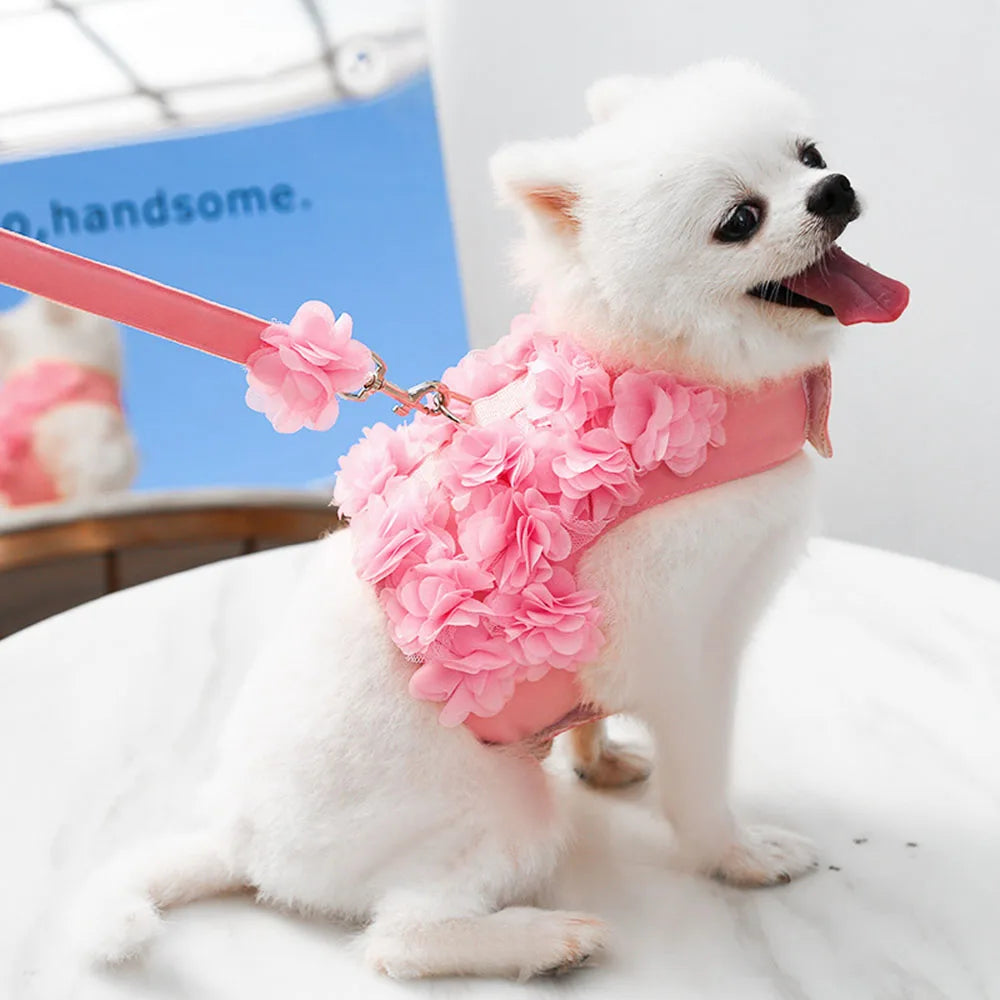Arnés de lujo para perros con estampado floral