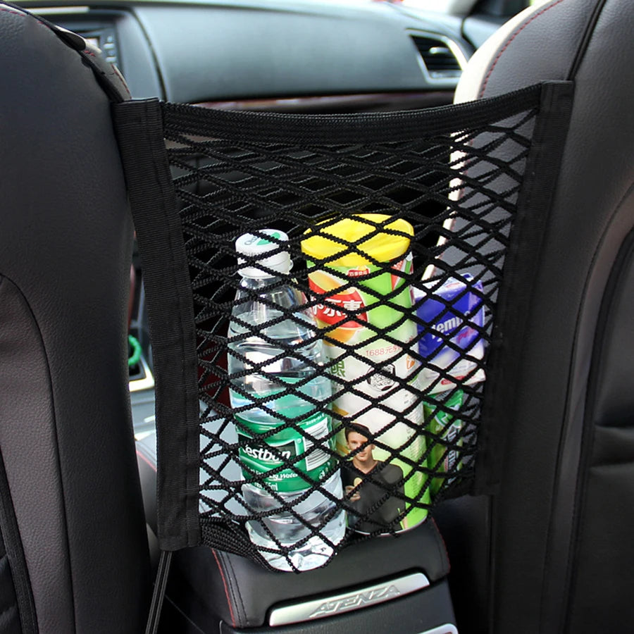Barrera de seguridad para coche con bolsa de almacenamiento