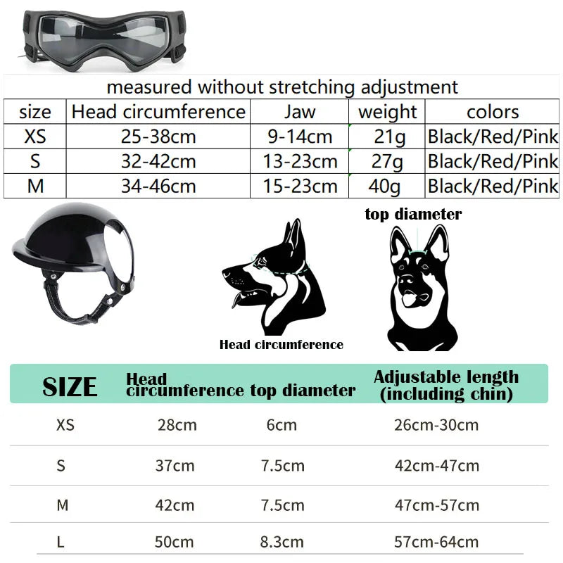 Casco y gafas de seguridad para perros y gatos