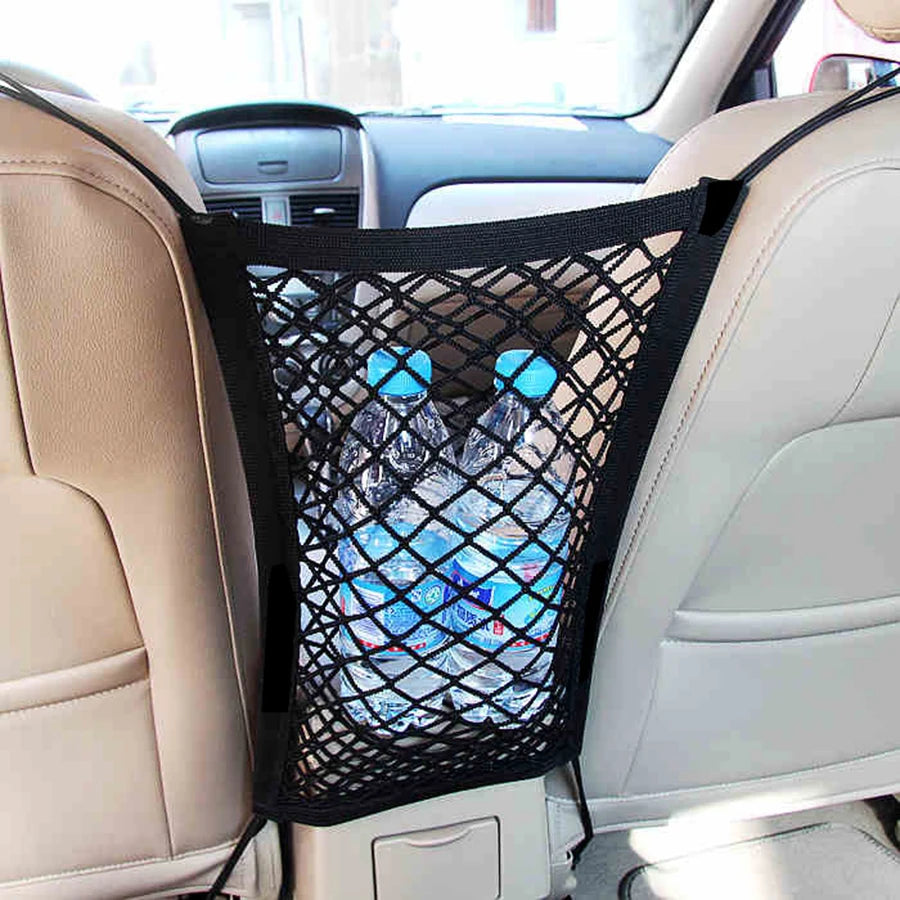 Barrera de seguridad para coche con bolsa de almacenamiento